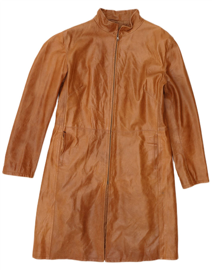 Bayside Womens Leather Coat UK 16 Large Brown Leather