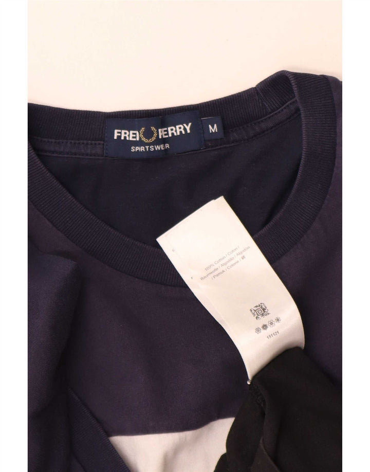 Tricou cu grafic Fred Perry pentru bărbați Top mediu negru din bumbac color bloc