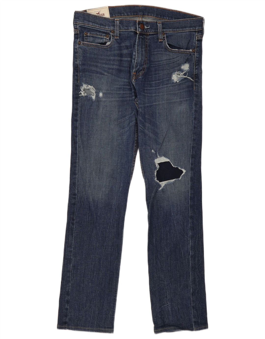 Hollister Mens Distressed Straight Jeans W33 L32 Blue