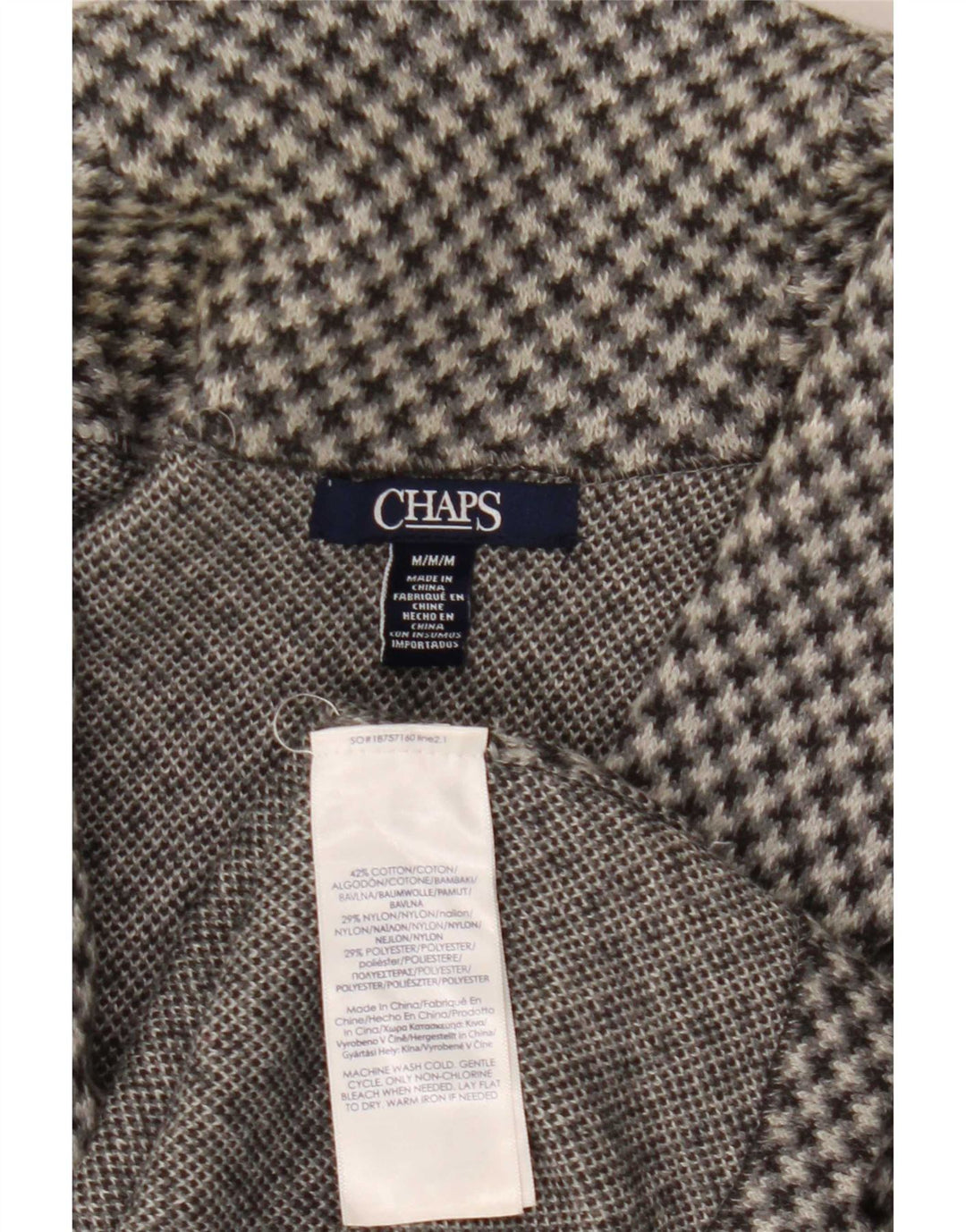 Chaps Dame ærmeløs cardigan Top UK 14 Medium Grey Houndstooth Bomuld