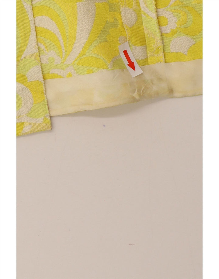 Vintage Womens Straight Skirt W30 Medium Yellow Floral