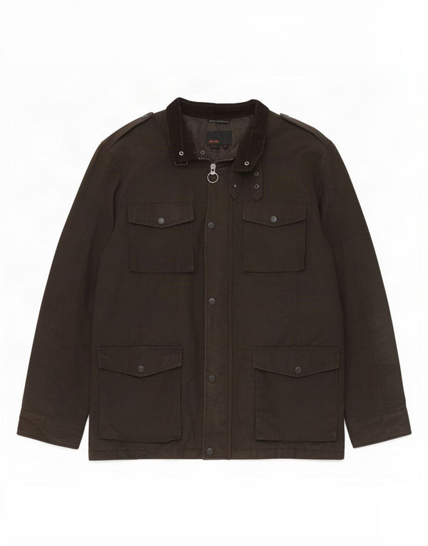 Zara Mens Waxed Cotton Jacket UK 44 2XL Brown