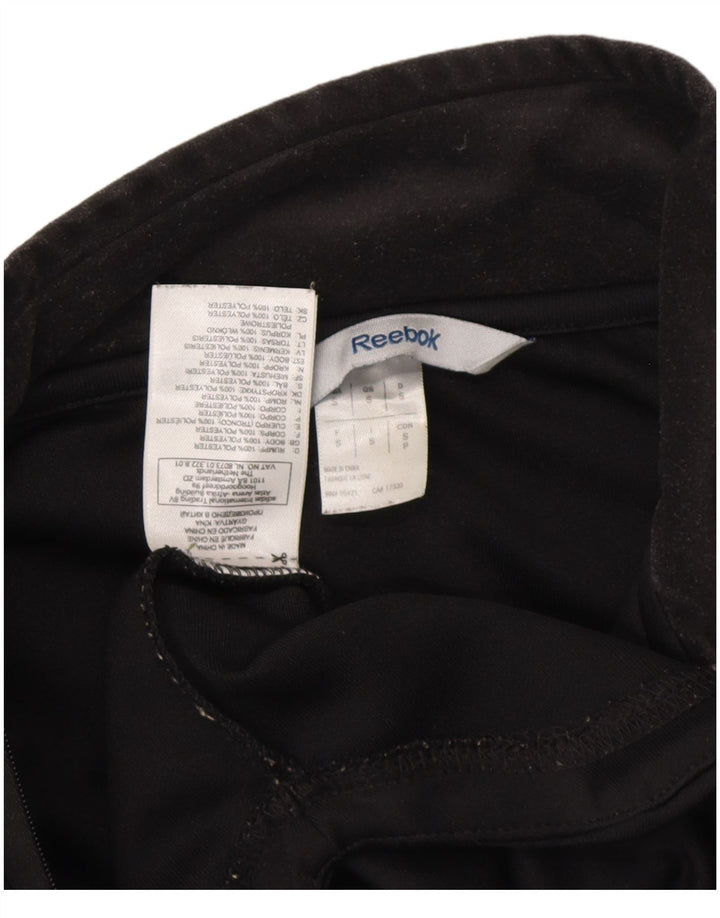 REEBOK Top da tuta pullover con zip grafica da uomo, piccolo in poliestere nero