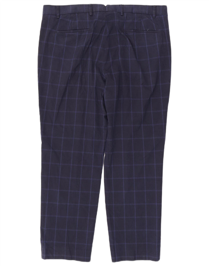 Marks & Spencer Mens Regular Fit Suit Trousers W38 L29 Navy Blue Check