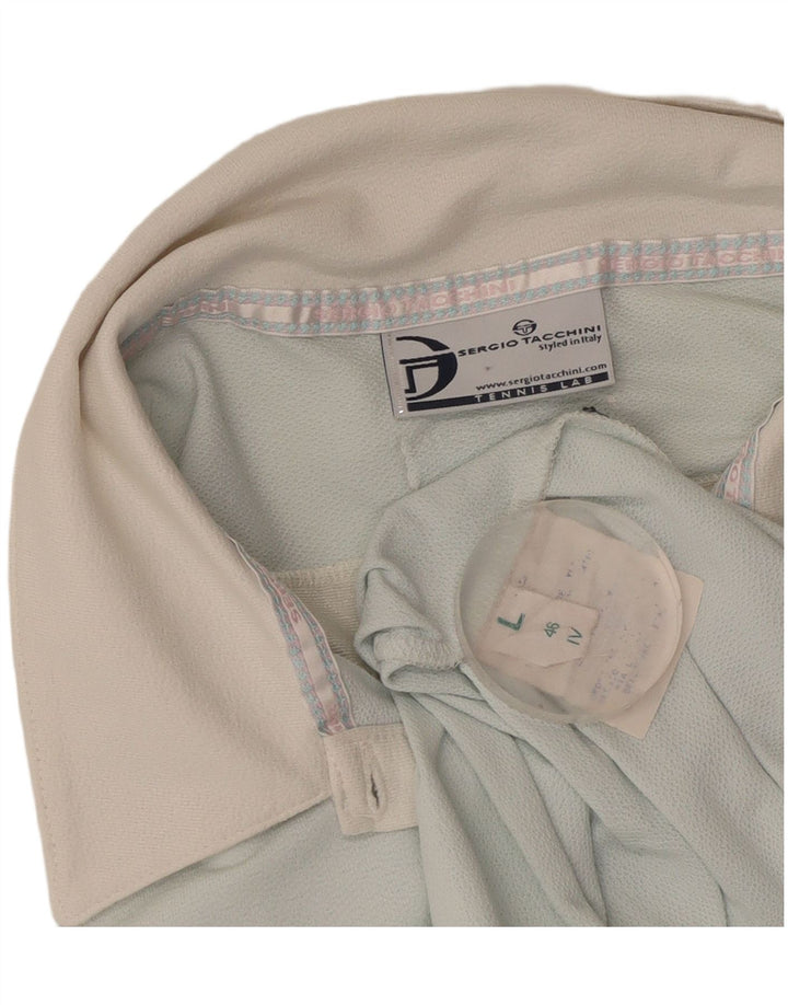 SERGIO TACCHINI Damen Poloshirt UK 14 Large Blau Polyamid