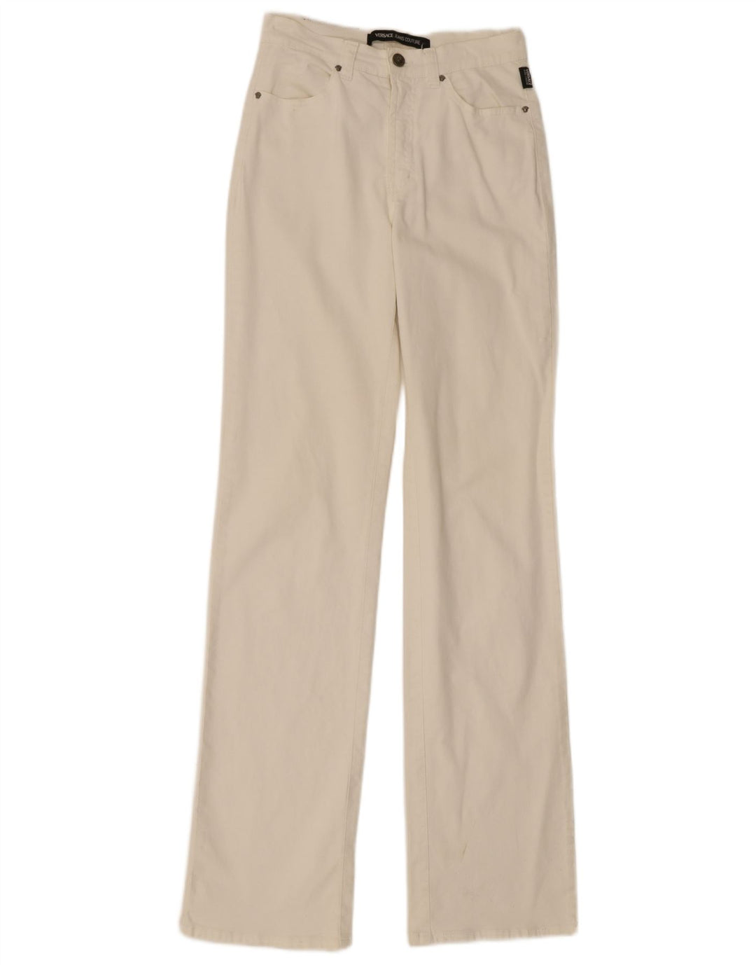 Versace Womens Bootcut Casual Trousers IT 40 Small W26 L33 White Cotton