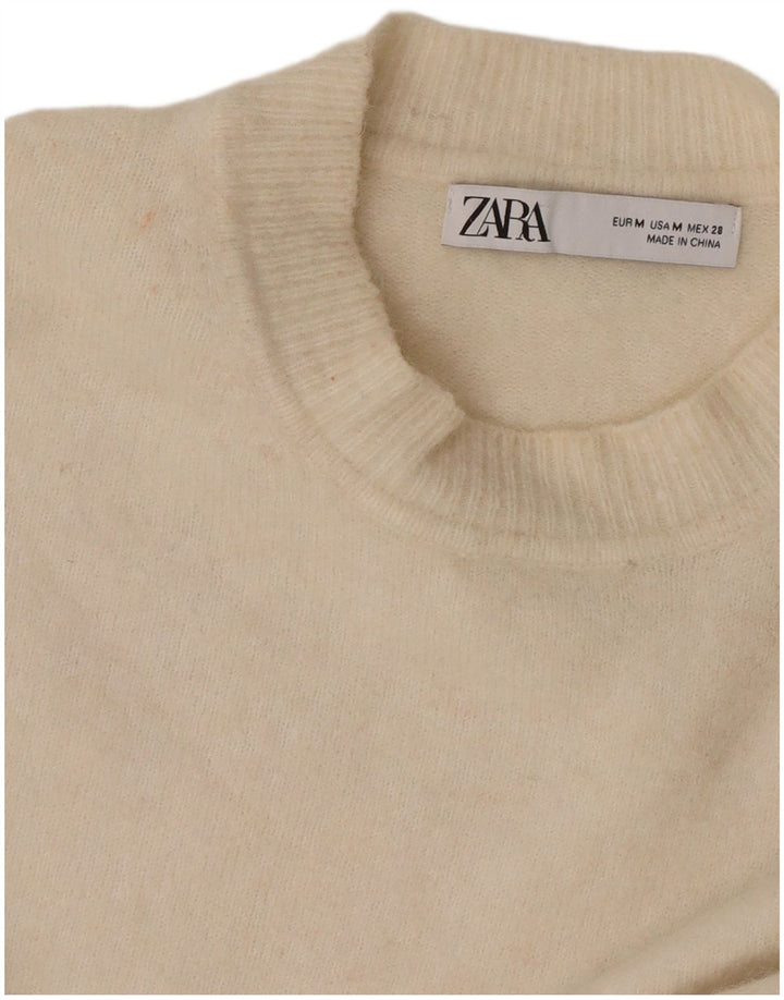 Zara Womens Oversized Crew Neck Jumper Sweater UK 14 Medium Off White