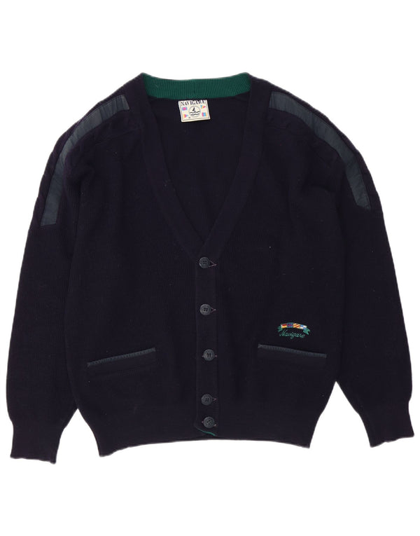 Navigare Herre cardigan sweater Medium Marineblå Colourblock Merinould