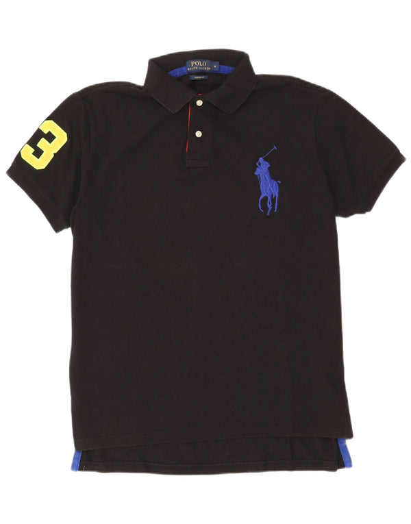 Polo Ralph Lauren da uomo con vestibilità grafica personalizzata, cotone medio nero