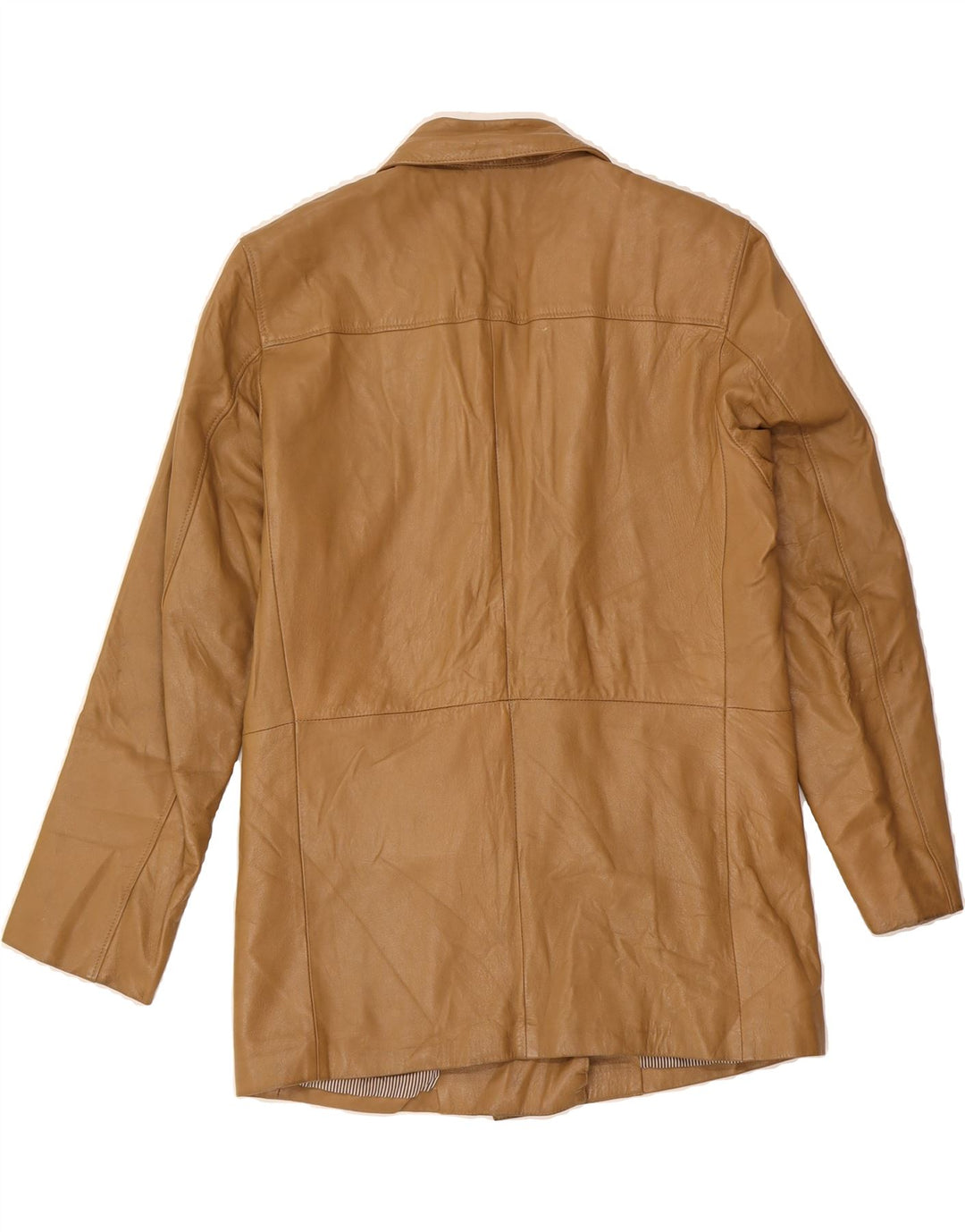 VINTAGE Womens Double Breasted Blazer Jacket IT 46 Large Beige Leather Vintage Vintage and Second-Hand Vintage from Messina Hembry 