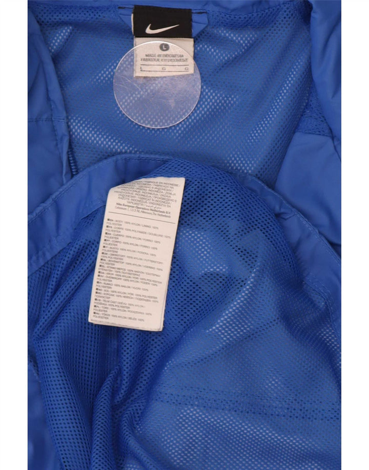 Nike Mens Hooded Rain Jacket UK 40 Large Blue Nylon