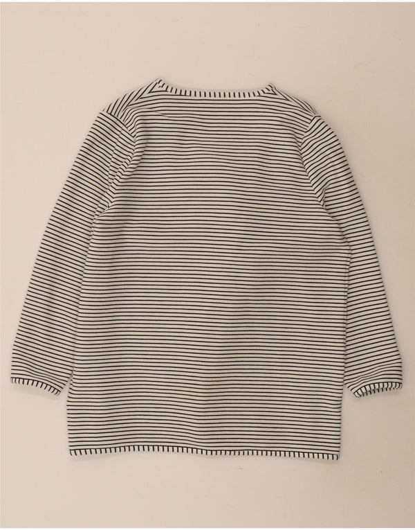 Maglione cardigan aperto da donna Jaeger UK 16 grande cotone a righe bianche