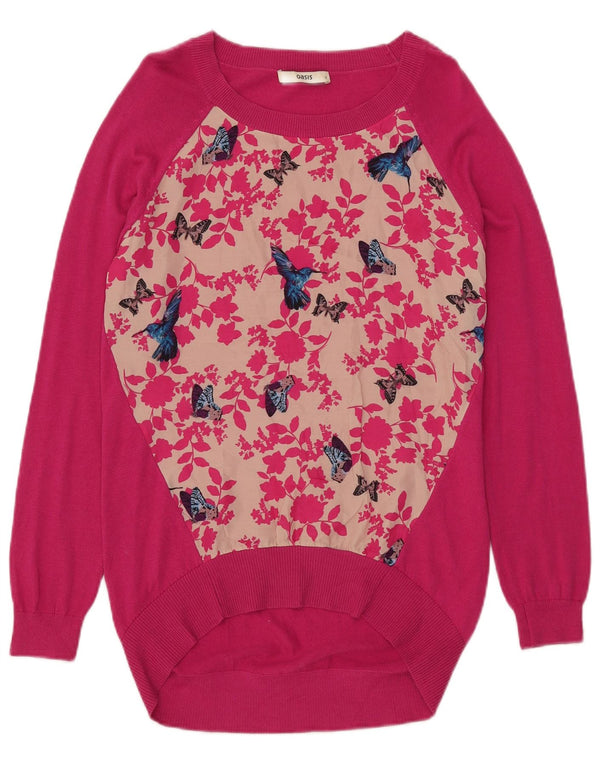 Oasis Pull graphique à col bateau pour femme UK 10 Petit rose floral