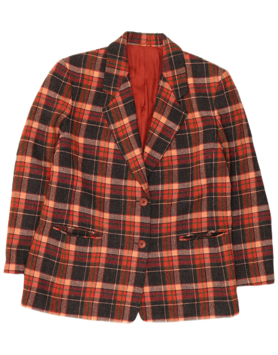 VINTAGE Womens 2 Button Blazer Jacket IT 47 Large Multicoloured Check