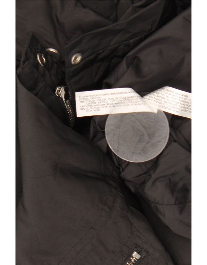 Massimo Dutti Womens Hooded Windbreaker Jacket UK 14 Medium Black Polyester