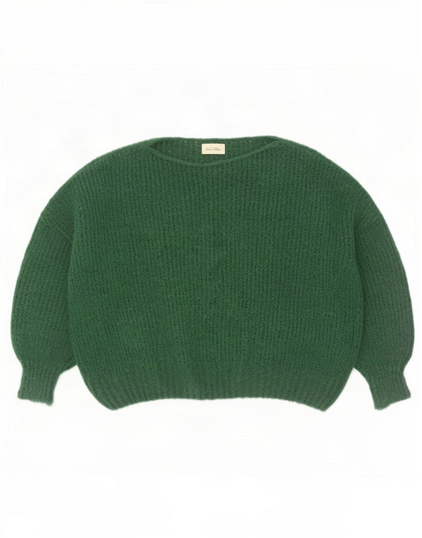 American Vintage Womens Oversized Boat Neck Jumper Sweater UK 6 XS Green