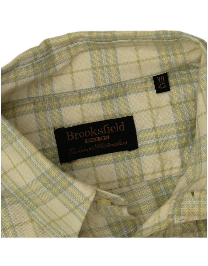Brooksfield Herrenhemd, Größe 43, groß, grün kariert, Baumwolle