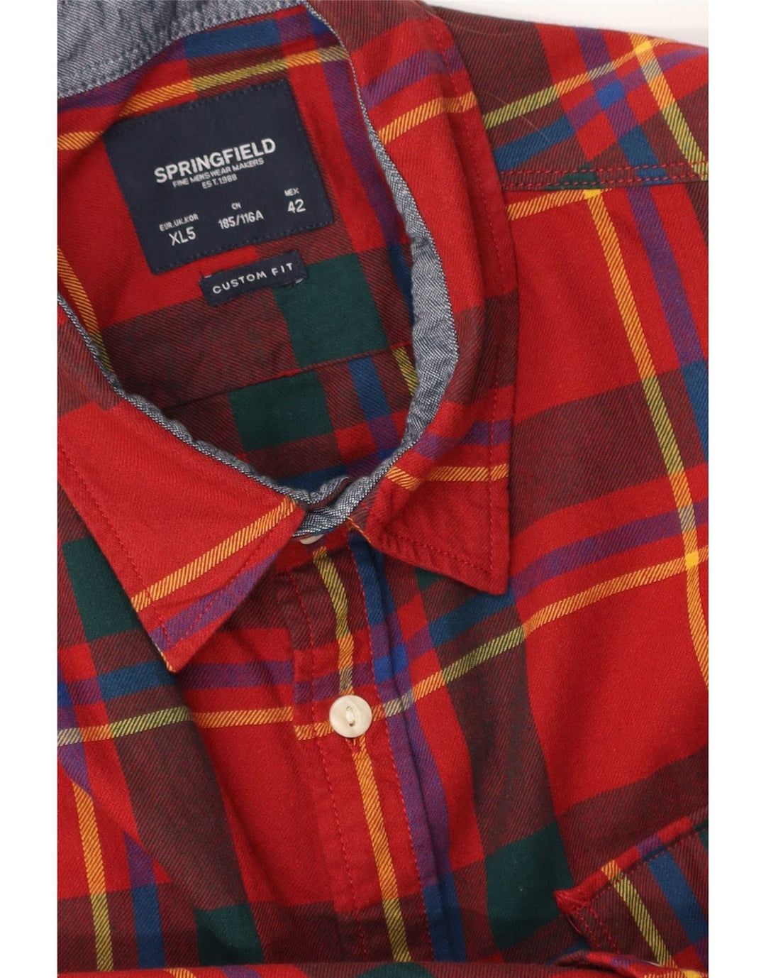 Springfield Herre Custom Fit Flanell Shirt XL rød ternet