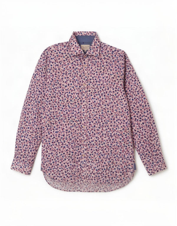 Camicia da uomo Ted Baker taglia 17 XL cotone floreale bianco