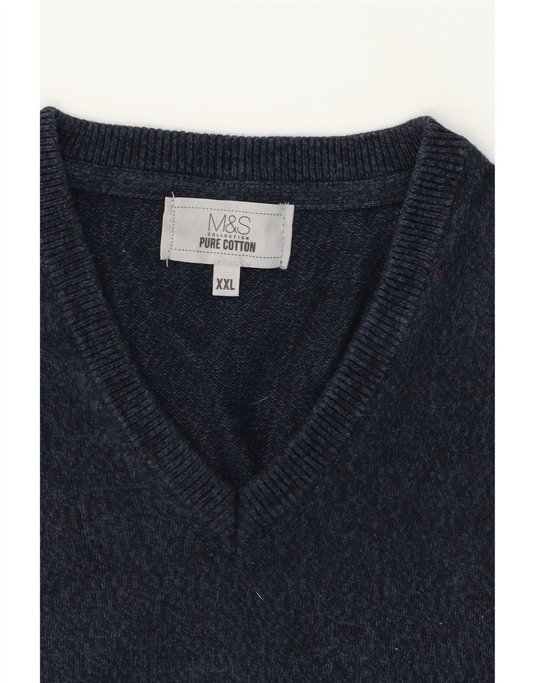MARKS & SPENCER Mens Vest Tank Top 2XL Navy Blue Cotton Vintage Marks & Spencer and Second-Hand Marks & Spencer from Messina Hembry 