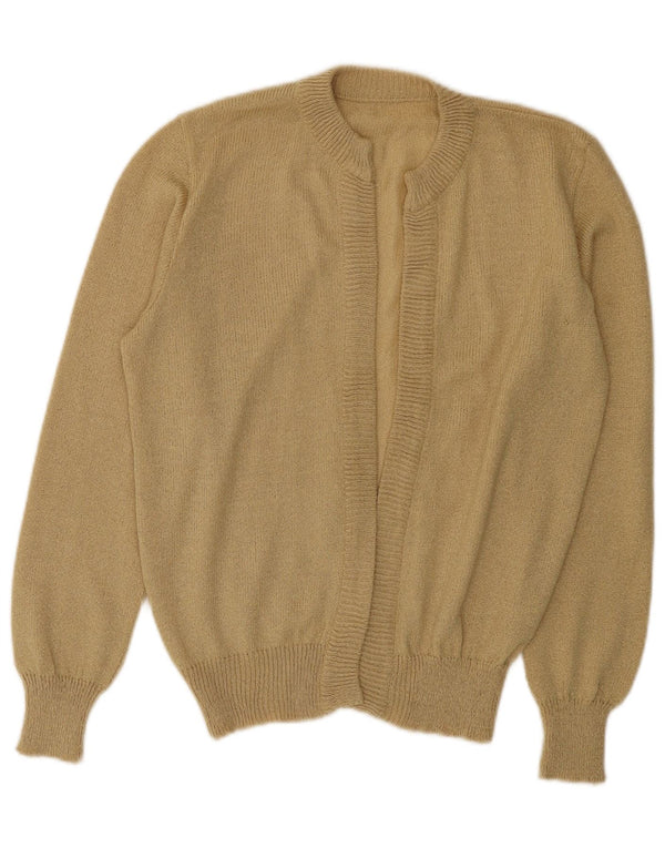 Vintage Damen Offener Cardigan Pullover UK 14 Medium Beige