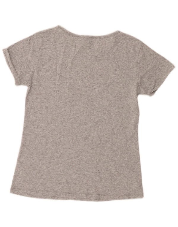 Lotto Damen T-Shirt Top UK 10 Small Grau geblümt Baumwolle