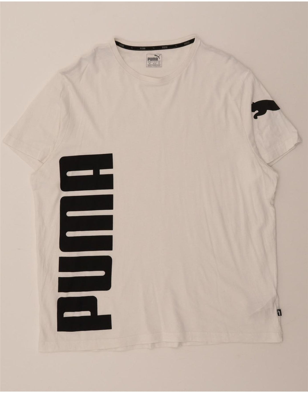 PUMA Mens Graphic T-Shirt Top 2XL White Cotton Vintage Puma and Second-Hand Puma from Messina Hembry 