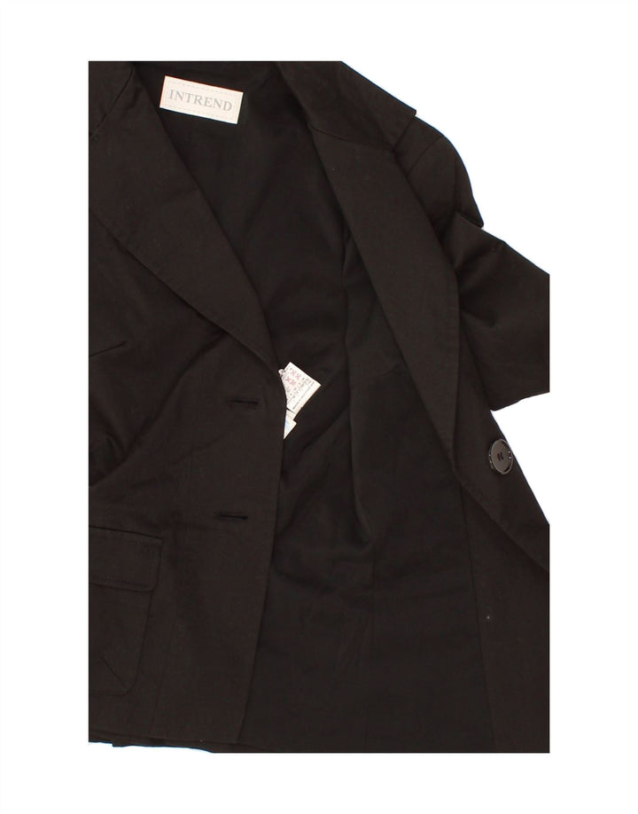 INTREND Womens 2 Button Blazer Jacket UK 8 Small Black Cotton Vintage Intrend and Second-Hand Intrend from Messina Hembry 