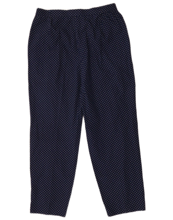 Peter Hahn Womens Pegged Chino Trousers UK 18 XL W36 L29 Navy Blue Spotted