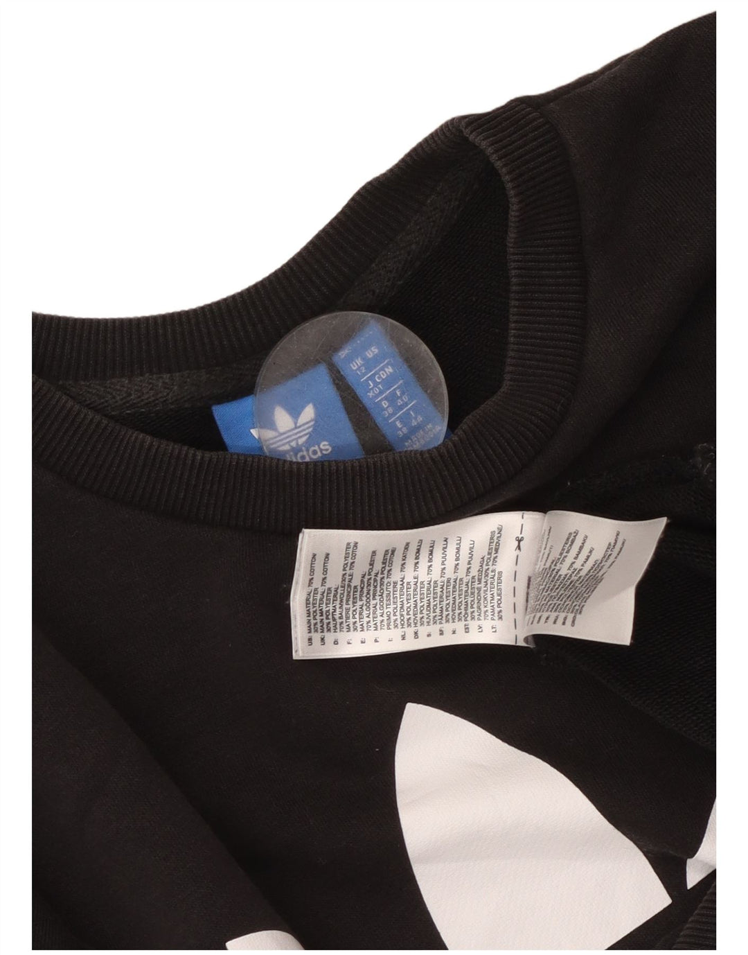 Adidas Womens Graphic Oversized Sweatshirt Jumper UK 12 Medium Black Cotton
