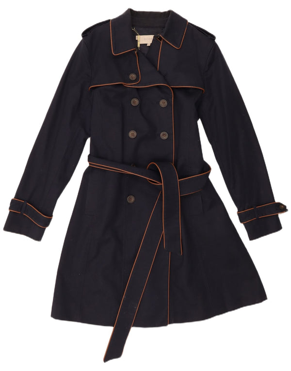Hobbs Damen Trenchcoat UK 16 Large Marineblaue Baumwolle