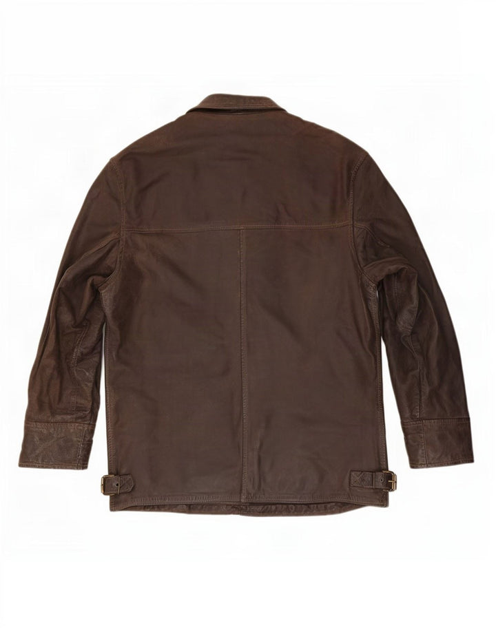 veste en cuir homme vintage UK 36 Petit Marron