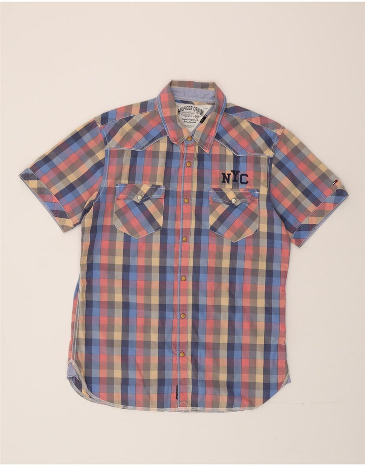 Męska graficzna koszula z krótkim rękawem Tommy Hilfiger w dużą wielobarwną kratkę