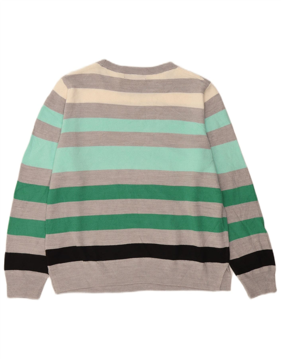 Marks & Spencer Womens Crew Neck Jumper Sweater UK 14 Medium Grey Striped