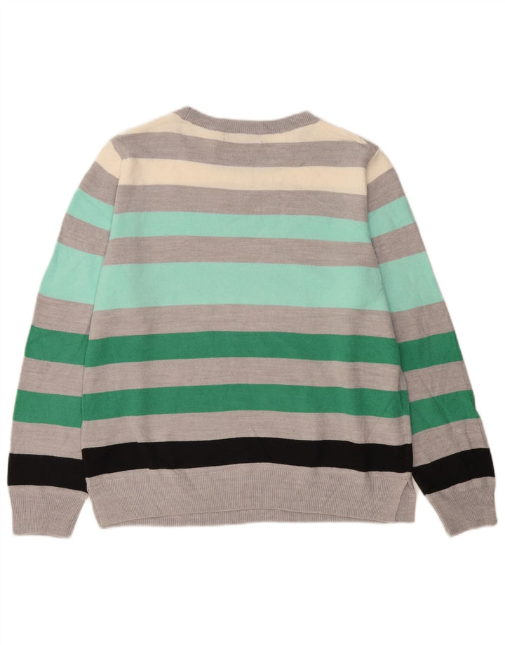 Marks & Spencer Womens Crew Neck Jumper Sweater UK 14 Medium Grey Striped