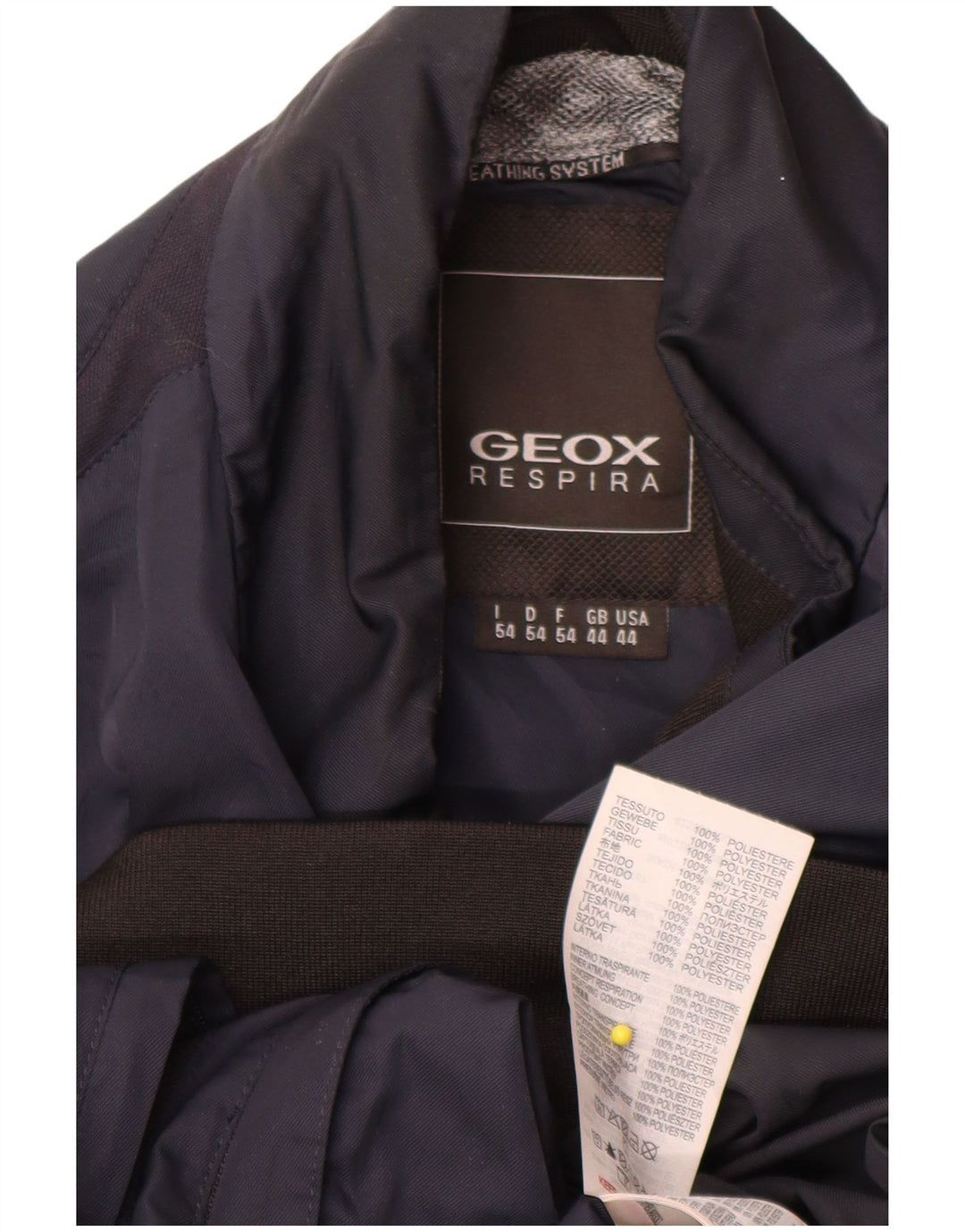 Geox Mens Respira Bomber Jacket UK 44 2XL Navy Blue Polyester