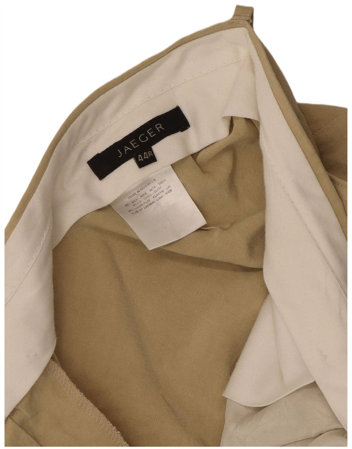 Jaeger Mens Straight Cropped Trousers W44 L26 Beige Silk