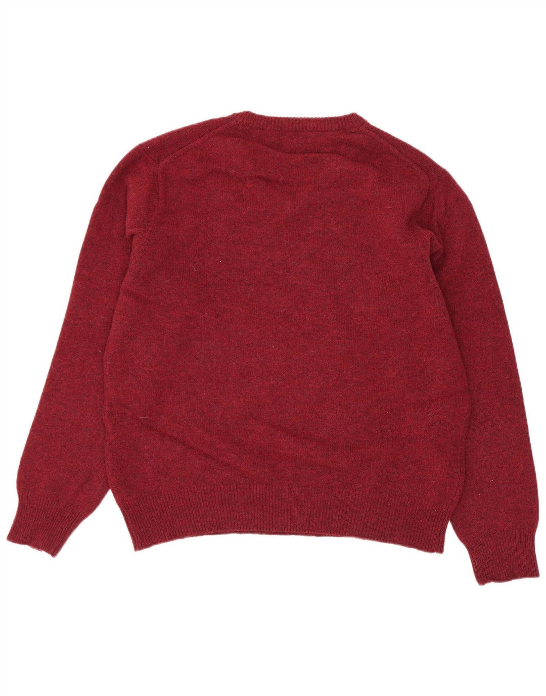 Gant Mens V-Neck Jumper Sweater Medium Burgundy Flecked Lambswool