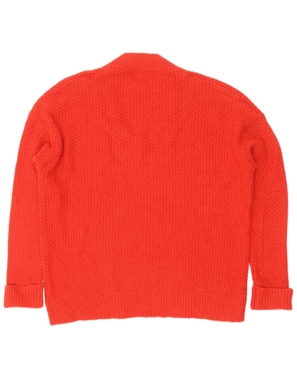 Zara Womens Oversized V-Neck Jumper Sweater UK 10 Small Red