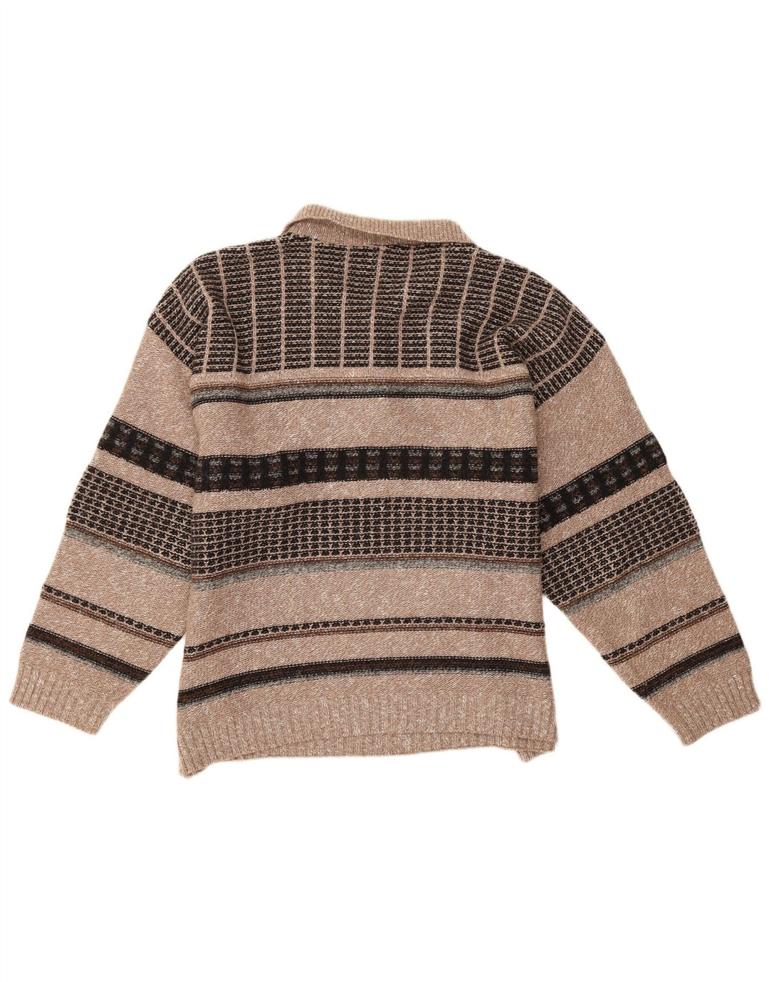 Bodoni Mens Polo Neck Jumper Sweater XL Beige Wool