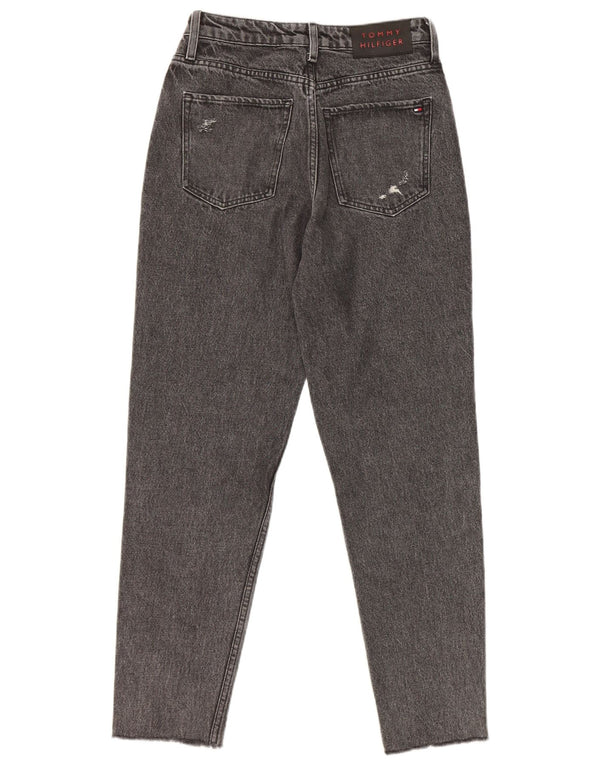Tommy Hilfiger Damen Gramercy Distressed Tapered Jeans W26 L27 Graue Baumwolle