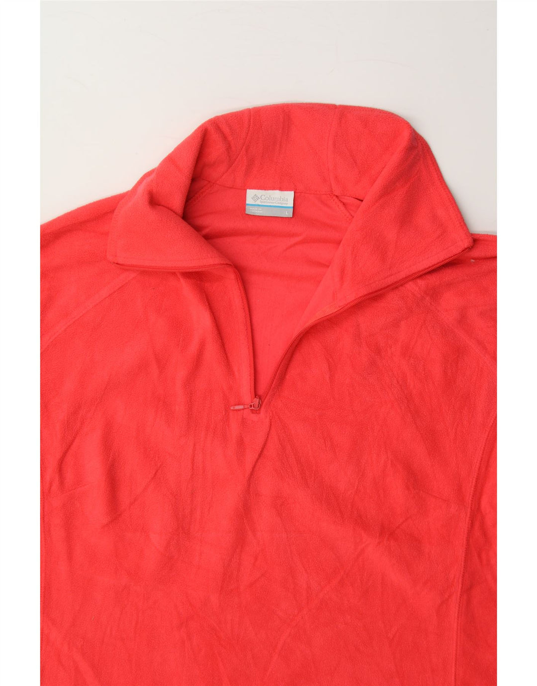 COLUMBIA Womens Zip Neck Fleece Jumper UK 16 Large Red Polyester Vintage Columbia and Second-Hand Columbia from Messina Hembry 
