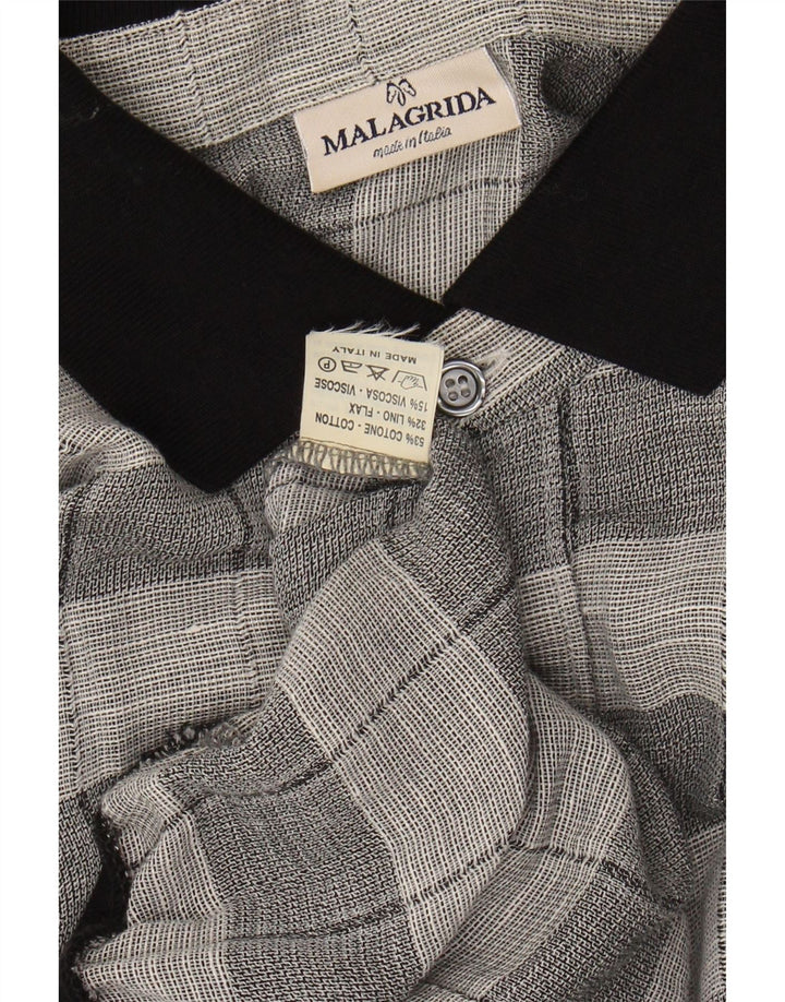 MALAGRIDA Mens Short Sleeve Shirt XL Grey Check Cotton