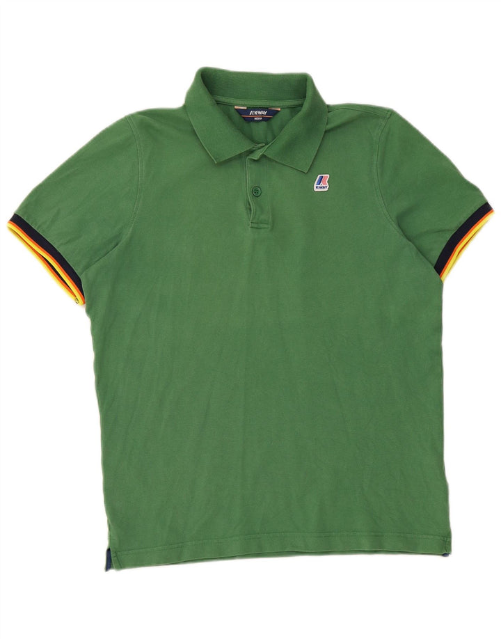 K-WAY Mens Polo Shirt Medium Green Cotton