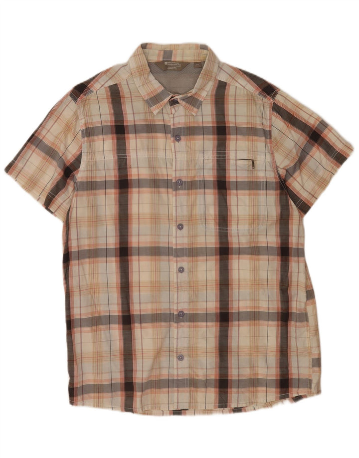 Mountain Warehouse Herre kortærmet skjorte stor beige ternet polyester