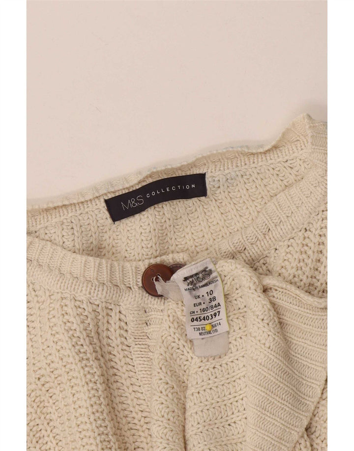 Marks & Spencer Pull cardigan court pour femme UK 10 Small Blanc cassé