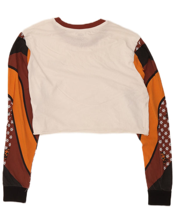 Vans Womens Crop Grafisk Top Langærmet UK 6 XS White Colourblock