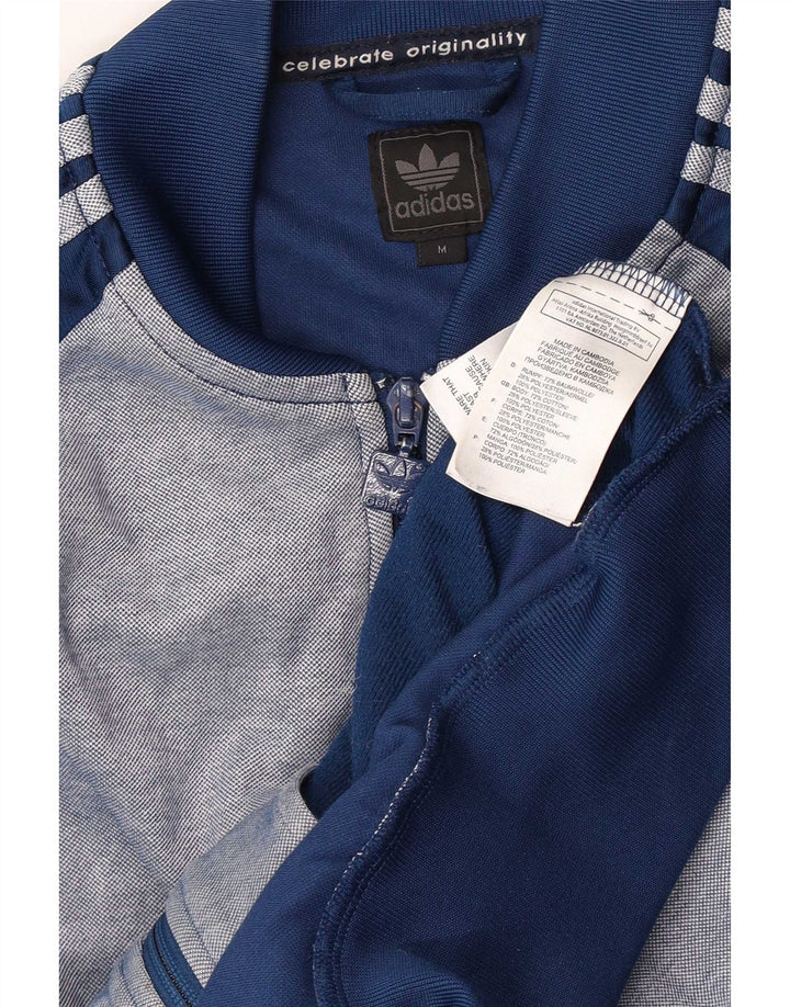 Giacca da ginnastica da uomo Adidas, giacca media, in cotone color block blu navy