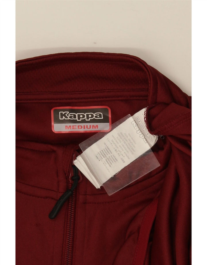 Kappa Mens Graphic Zip Neck Pullover Tracksuit Top Medium Maroon Polyester