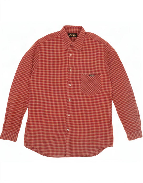 Camicia da uomo in flanella Wrangler a quadri piccoli in cotone rosso